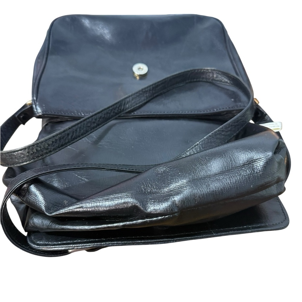 Portofino Collection Black Genuine Leather Croc-Embossed Crossbody Bag - Picture 11 of 16